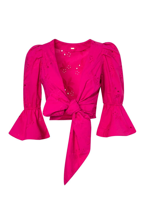 Salsa Cotton Eyelet Shirt / Fucsia